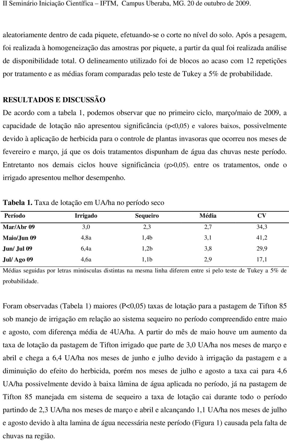 O delineamento utilizado foi de blocos ao acaso com 12 repetições por tratamento e as médias foram comparadas pelo teste de Tukey a 5% de probabilidade.