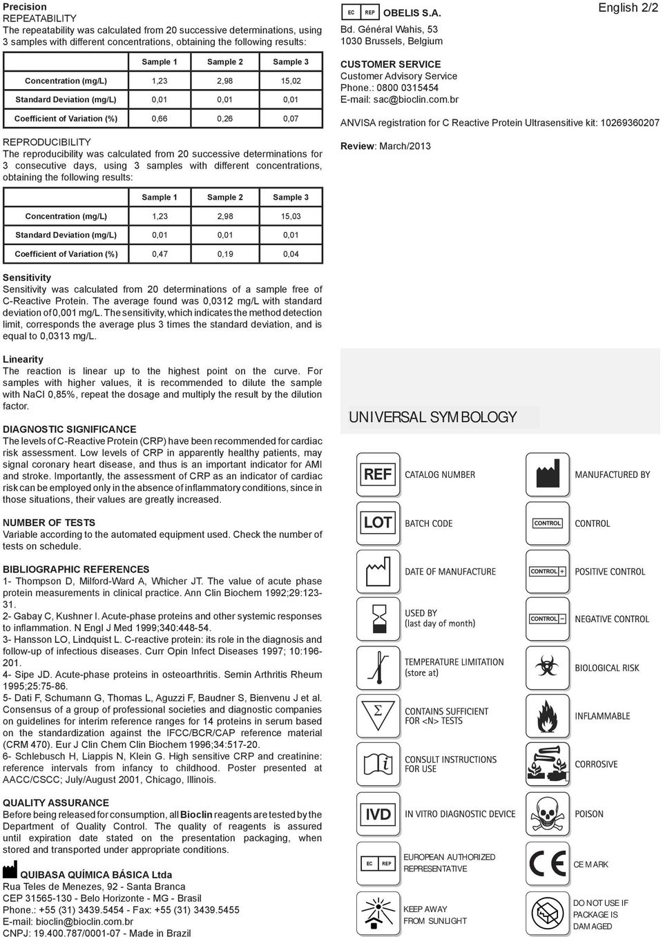 : 0800 0315454 E-mail: sac@bioclin.com.