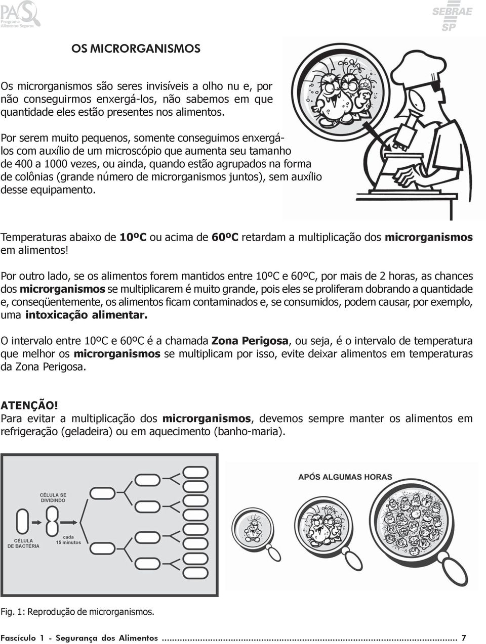 número de microrganismos juntos), sem auxílio desse equipamento. Temperaturas abaixo de 10ºC ou acima de 60ºC retardam a multiplicação dos microrganismos em alimentos!