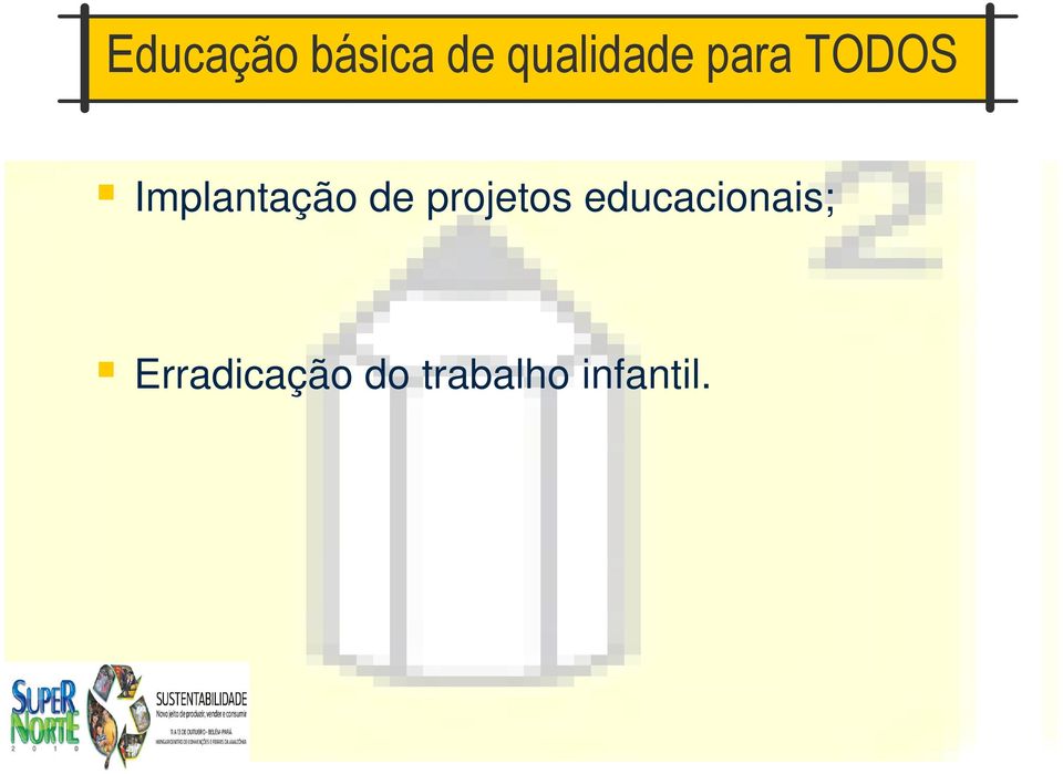 projetos educacionais;