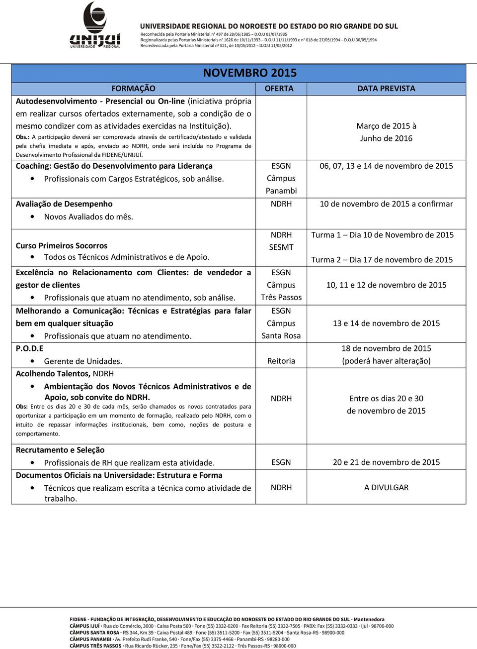 Panambi SESMT Três Passos Melhorando a Comunicação: Técnicas e Estratégias para falar bem em qualquer situação Profissionais que atuam no atendimento. Santa Rosa P.O.D.E Gerente de Unidades.