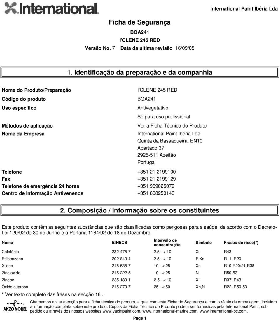 969025079 Centro de Informação Antivenenos +351 808250143 2.