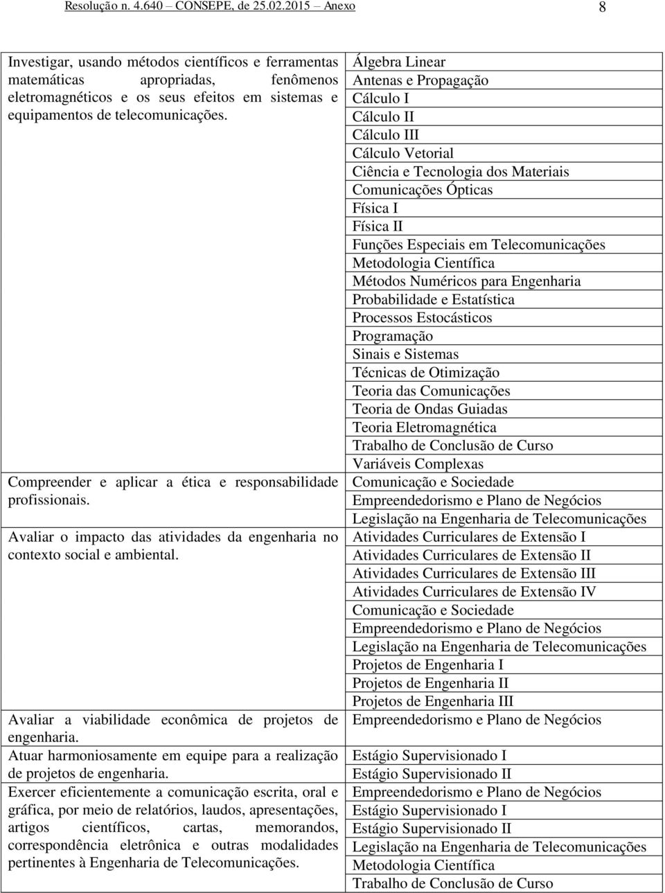 Compreender e aplicar a ética e responsabilidade profissionais. Avaliar o impacto das atividades da engenharia no contexto social e ambiental.