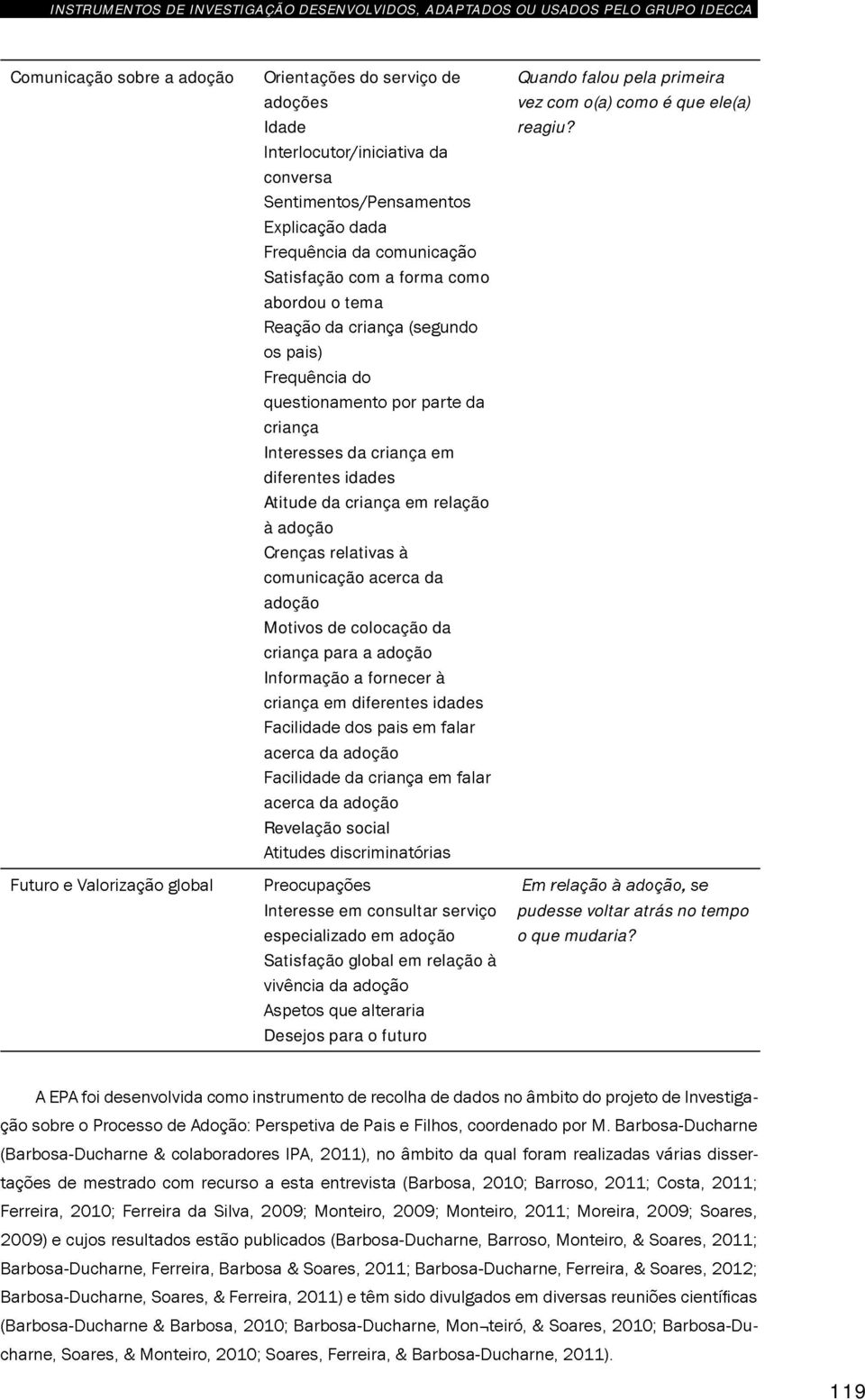 relativas à comunicação acerca da adoção Motivos de colocação da criança para a adoção Informação a fornecer à criança em diferentes idades acerca da adoção