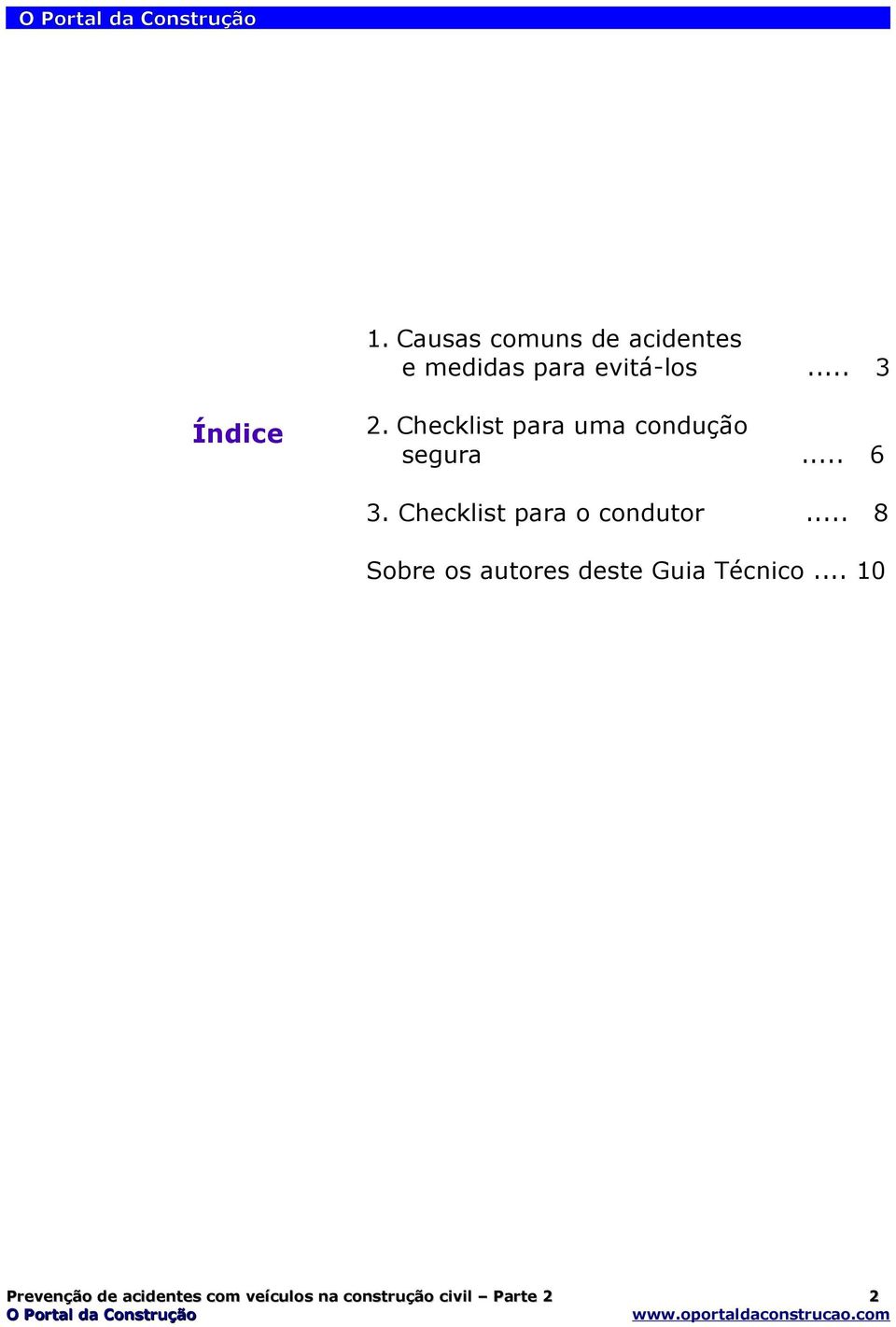 Checklist para o condutor.