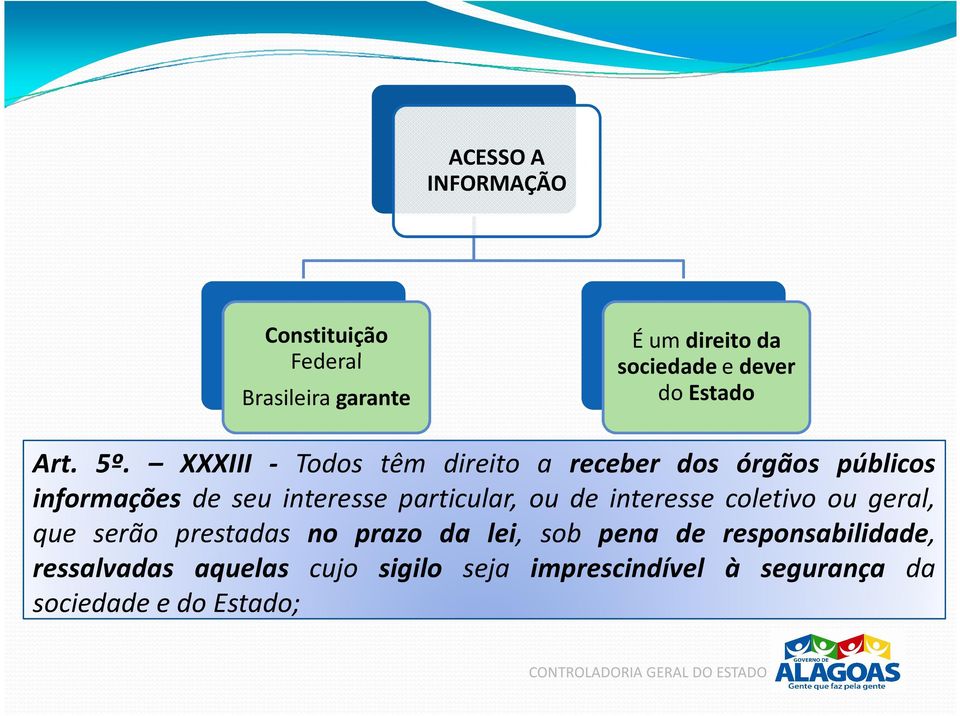 XXXIII - Todos têm direito a receber dos órgãos públicos informações de seu interesse particular, ou