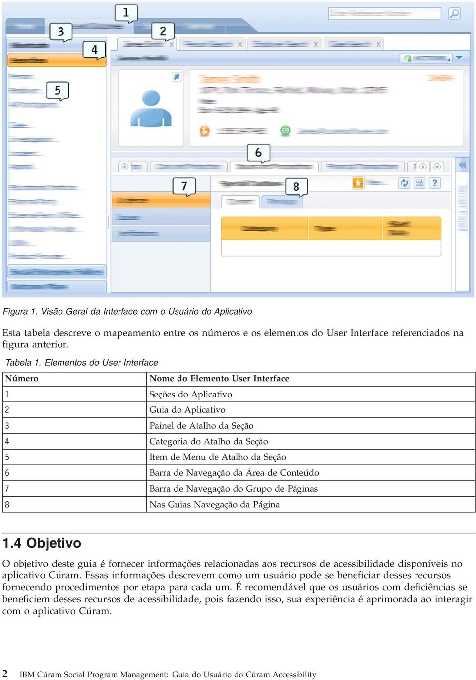 Seção 6 Barra de Navegação da Área de Conteúdo 7 Barra de Navegação do Grupo de Páginas 8 Nas Guias Navegação da Página 1.
