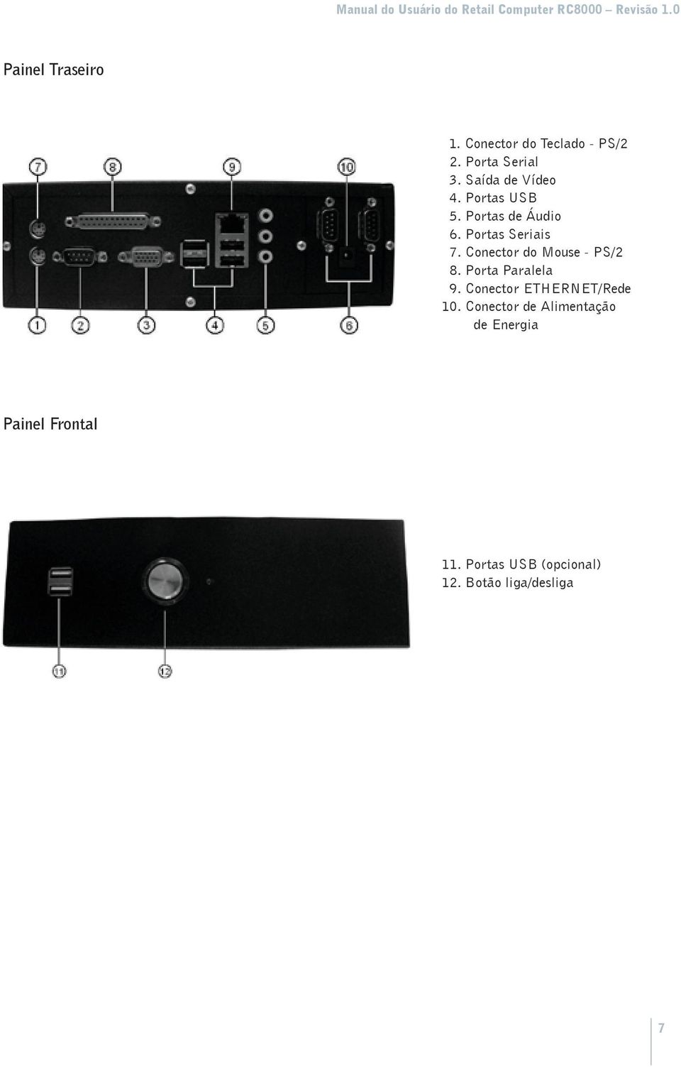 Conector do Mouse - PS/2 8. Porta Paralela 9. Conector ETHERNET/Rede 10.