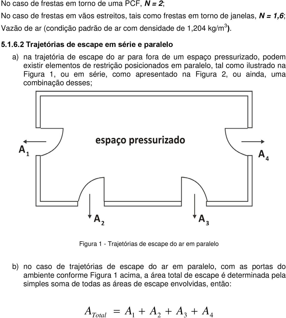 2 Trajetórias de escape em série e paralelo a) na trajetória de escape do ar para fora de um espaço pressurizado, podem existir elementos de restrição posicionados em paralelo, tal como