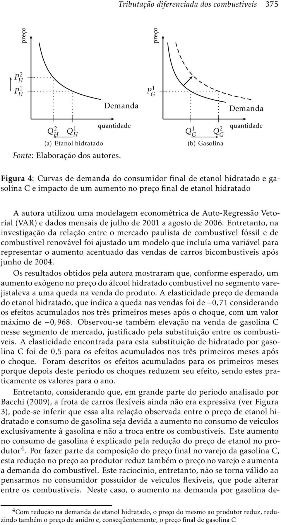 modelagem econométrica de Auto-Regressão Vetorial (VAR) e dados mensais de julho de 2001 a agosto de 2006.