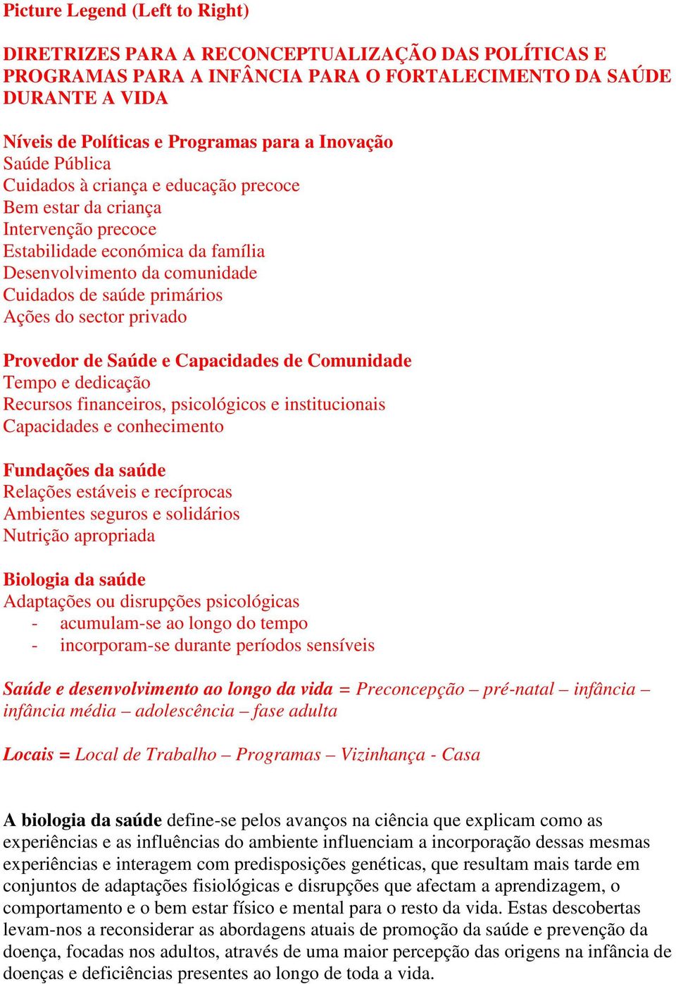 do sector privado Provedor de Saúde e Capacidades de Comunidade Tempo e dedicação Recursos financeiros, psicológicos e institucionais Capacidades e conhecimento Fundações da saúde Relações estáveis e