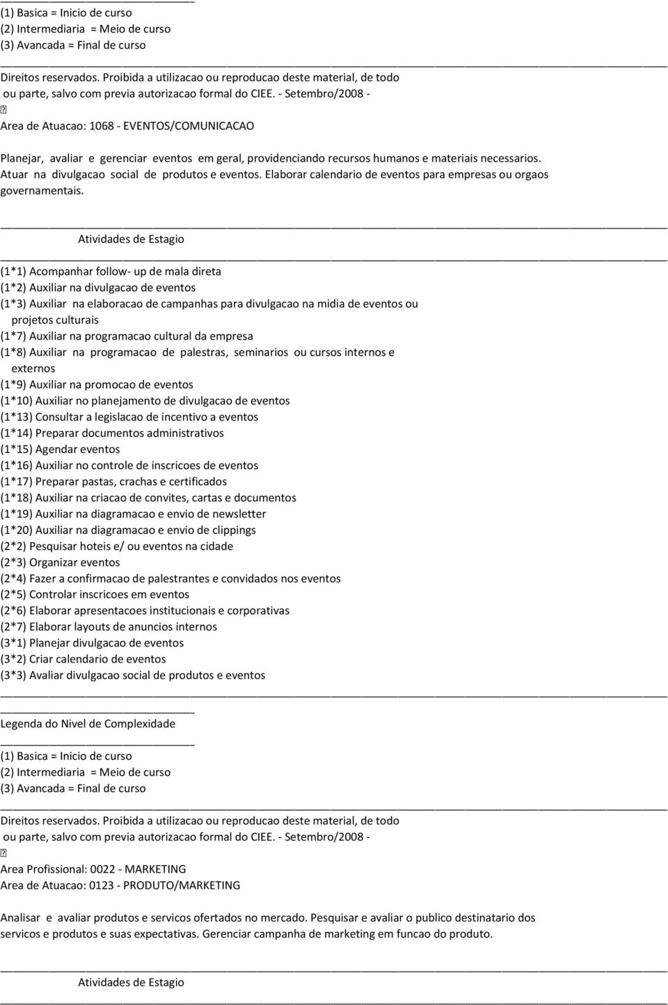 (1*1) Acompanhar follow- up de mala direta (1*2) Auxiliar na divulgacao de eventos (1*3) Auxiliar na elaboracao de campanhas para divulgacao na midia de eventos ou projetos culturais (1*7) Auxiliar