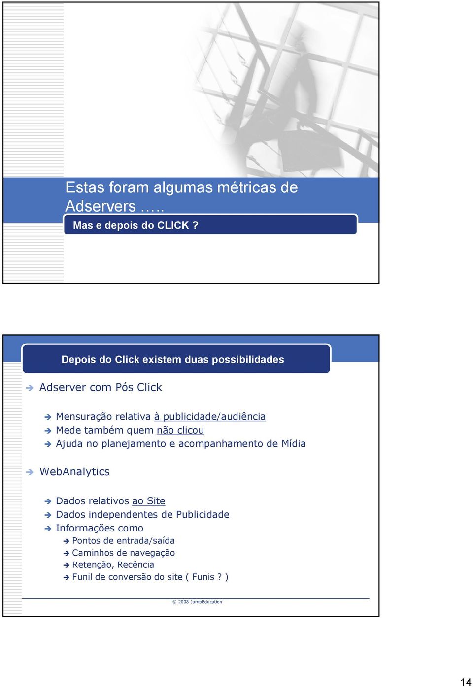 Mede também quem não clicou Ajuda no planejamento e acompanhamento de Mídia WebAnalytics Dados relativos ao