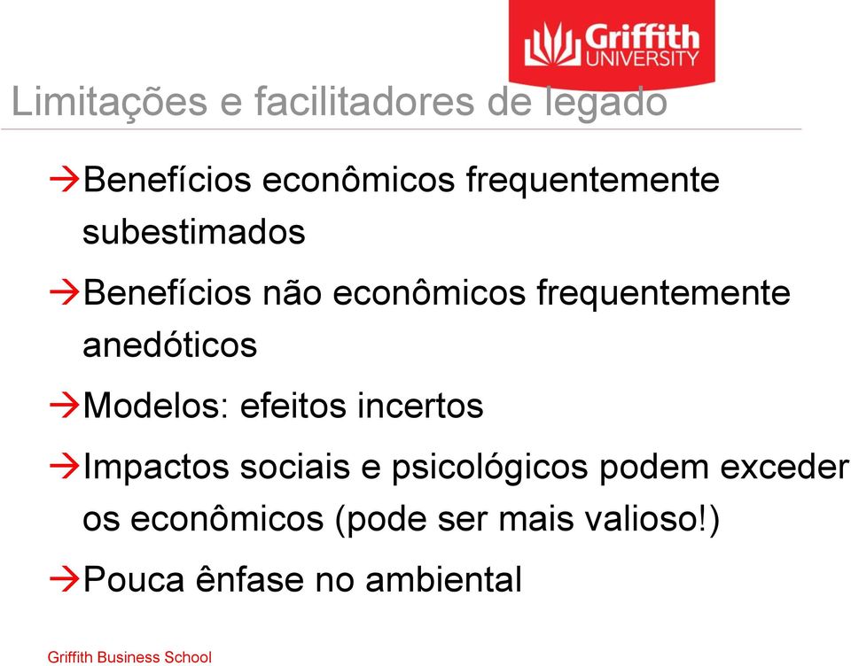 anedóticos Modelos: efeitos incertos Impactos sociais e psicológicos