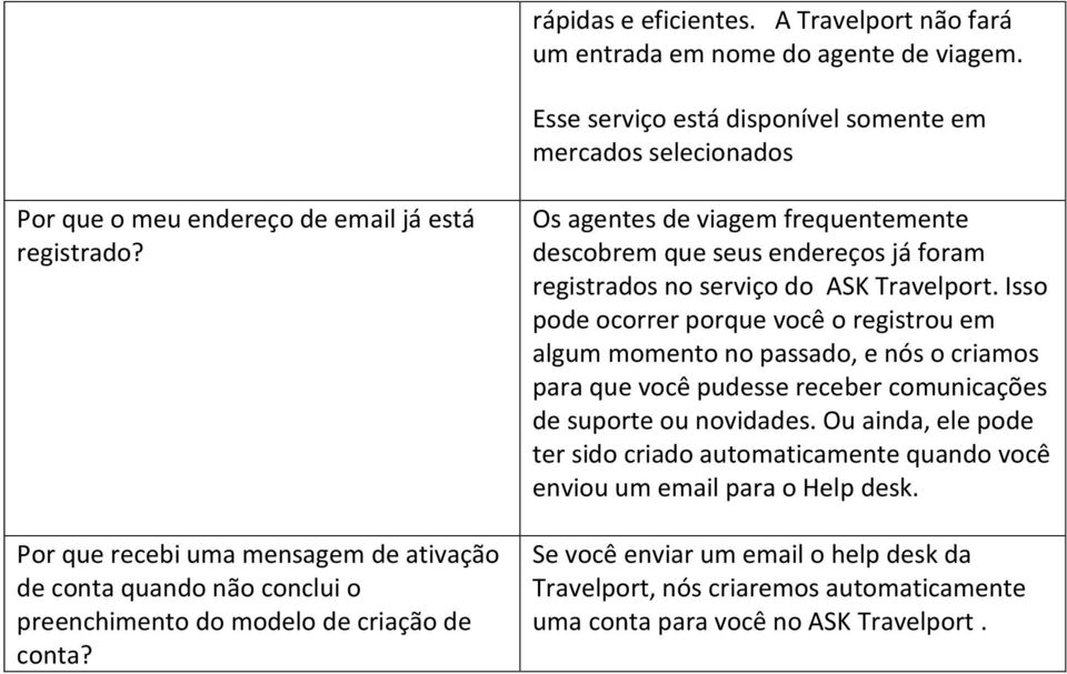 Os agentes de viagem frequentemente descobrem que seus endereços já foram registrados no serviço do ASK Travelport.