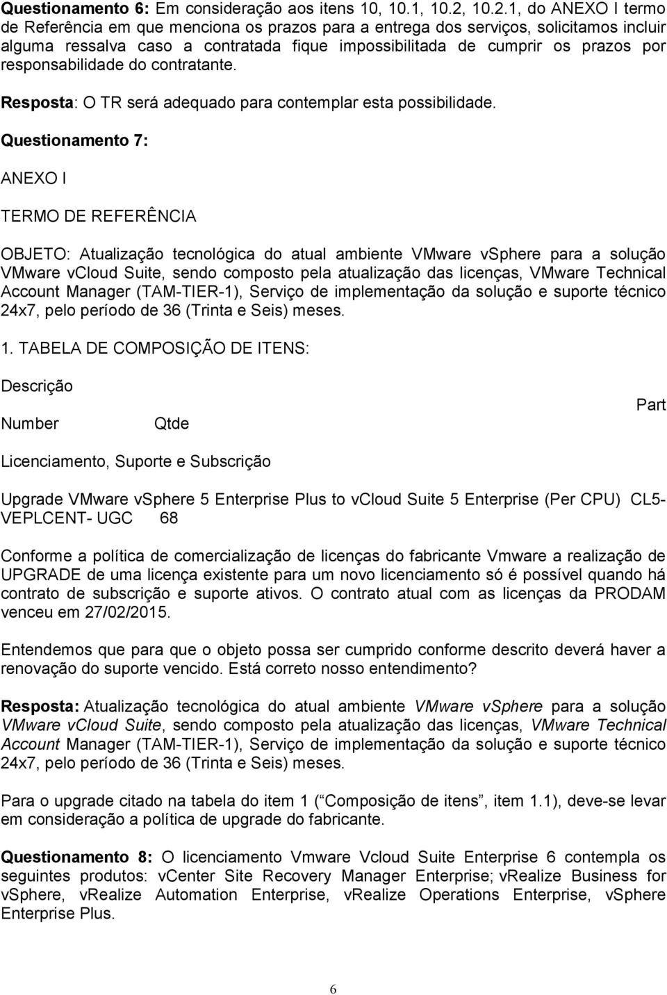 responsabilidade do contratante. Resposta: O TR será adequado para contemplar esta possibilidade.