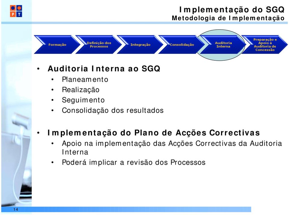 do Plano de Acções Correctivas Apoio na implementação das Acções