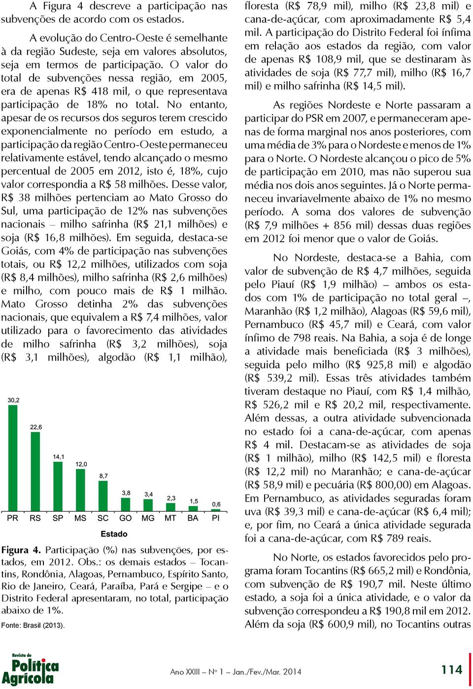 No entanto, apesar de os recursos dos seguros terem crescido exponencialmente no período em estudo, a participação da região Centro-Oeste permaneceu relativamente estável, tendo alcançado o mesmo