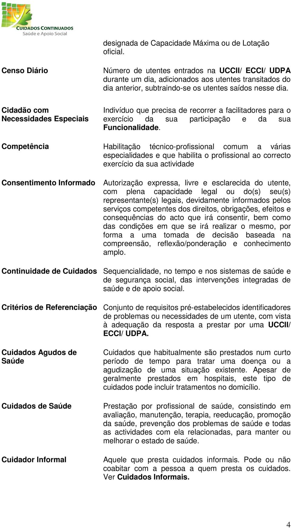 Cidadão com Necessidades Especiais Indivíduo que precisa de recorrer a facilitadores para o exercício da sua participação e da sua Funcionalidade.