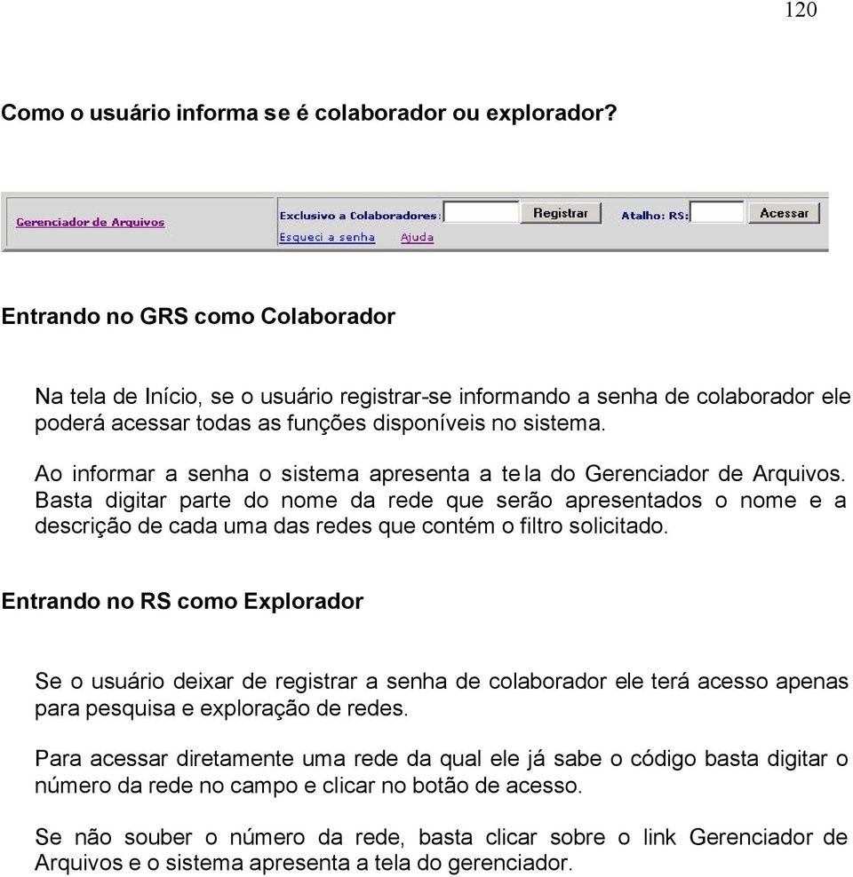 Ao informar a senha o sistema apresenta a tela do Gerenciador de Arquivos.