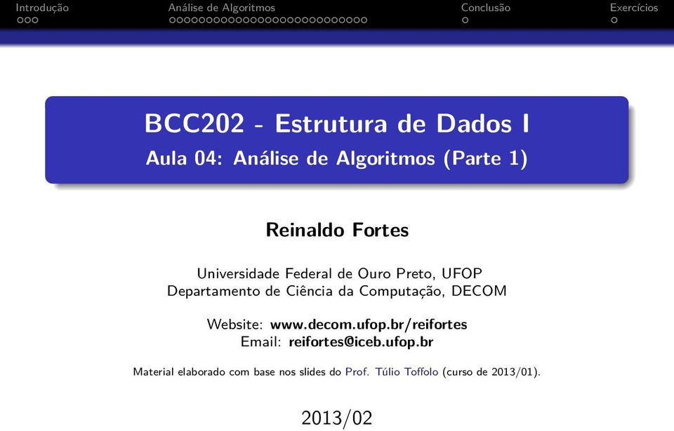 Computação, DECOM Website: www.decom.ufop.