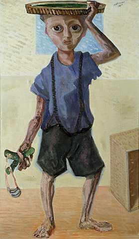 Figura 1: Menino do tabuleiro, 1947. Candido Portinari. Em seguida, o professor apresenta a segunda pintura de Portinari, "Menino com estilingue" (figura 2).