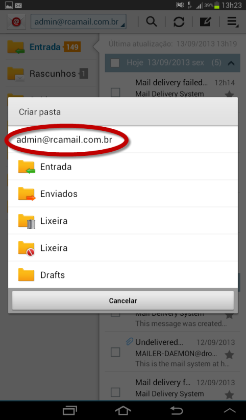 2.6 Criar uma pasta personalizada O usuário tem a opção de criar novas pastas para organizar seus e-mails de maneira personalizada.