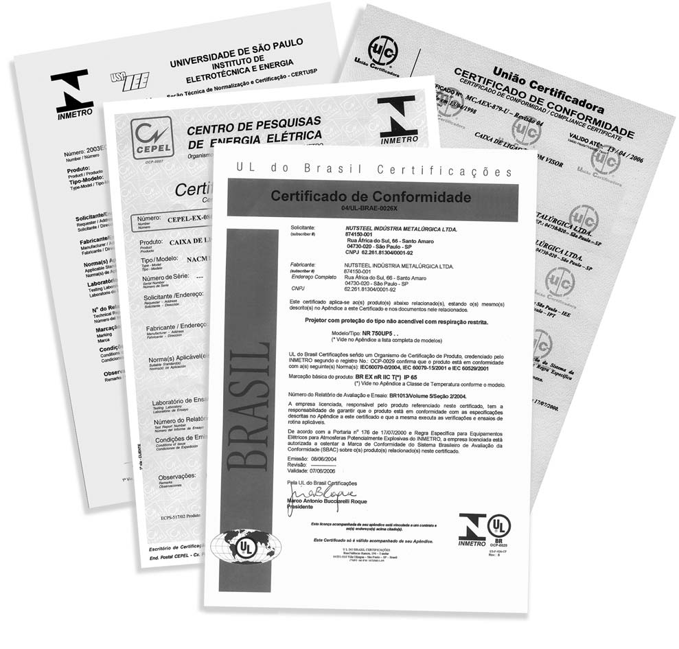 ENTENDENDO O CERTIFICADO DE CONFORMIDADE A certificação de produtos para instalação em atmosferas explosivas é compulsória, está regulamentada pela portaria 83 do INMETRO de 03 de abril de 2006.