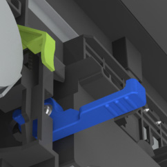 Manutenção da impressora 221 4 Remova a tampa do lado direito. 5 Pressione as alavancas verdes em cada lado do recipiente de resíduo de toner e remova o recipiente coletor de toner.