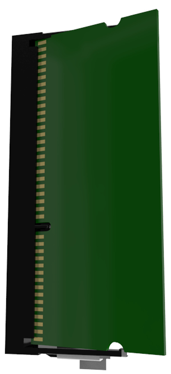 Configuração adicional da impressora 29 3 Alinhe o entalhe (1) do cartão de memória com a saliência (2) do conector.