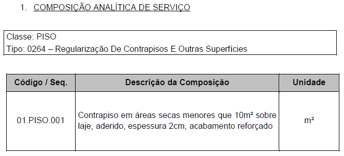 Análise das Composições Unitárias As composições encontram-se nos arquivos com extensão PDF, por exemplo,