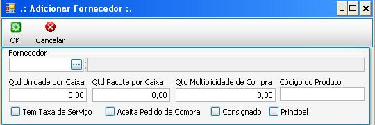 Na aba Fornecedores, iremos inserir as informações referente ao Fornecedor deste novo produto: Obs.