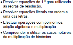 CONTEÚDOS OBJECTIVOS EXPERIÊNCIAS DE APRENDIZAGEM RECURSOS AVALIAÇÃO TEMPO Equações e sistemas - Manual (com denominadores) cientifica - Testes - Projectos - Aplicações - Computador -Materiais