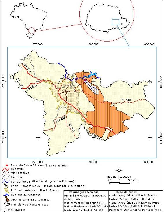Figura 1 - Localização da área de estudo: Bacia Hidrográfica do rio São Jorge Ameaças à bio e à geodiversidade são