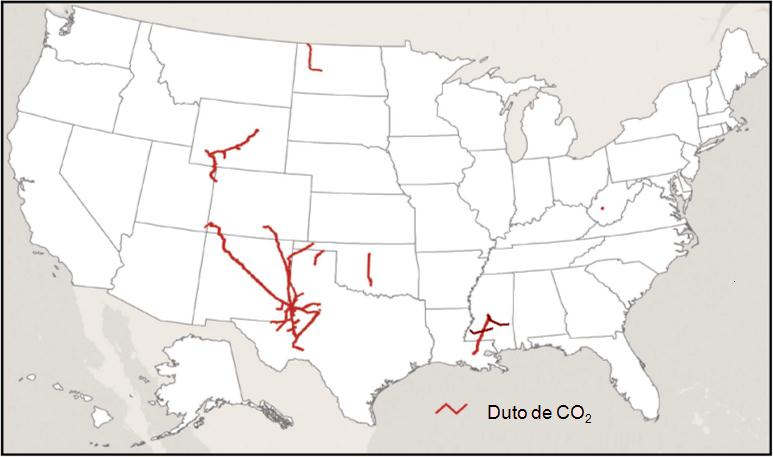 27 Figura 3.4. Dutos para transporte de CO2 nos Estados Unidos. Fonte: Parfomak & Folger, 2008.