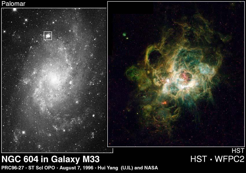 Formação de estrelas na galáxia M33.