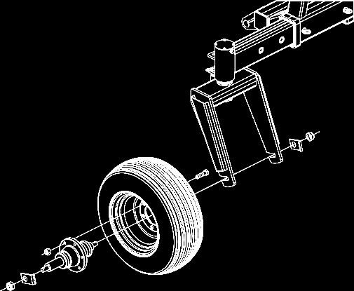 MONTAGEM MONTAGEM DO SUPORTE DA RODA ( FIGURA 06 ) MONTAGEM DOS PNEUS ( FIGURA 07 ) - Para montar o suporte da roda (1), proceda da seguinte forma: 01- Acople o suporte da roda (1) na torre (2) e