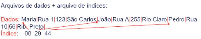 Utilizar um índice Um índice externo poderia indicar o deslocamento de cada registro relativo ao início do
