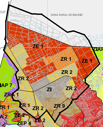 Plano Diretor de Maceió (2005) A Fonte: Plano Diretor de Maceió (Mapa de Macrozoneamento Municiapal), 2005.