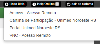 13. LINKS ÚTEIS Acessar através do Hilum alguns links/sites de internet referentes às informações úteis, como por exemplo o Portal da Unimed Noroeste/RS, Cartilha de Participação dos Planos da Unimed