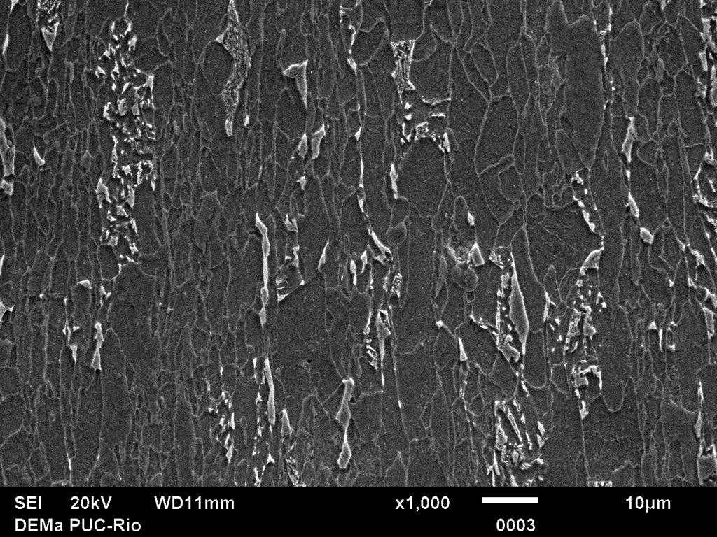 (g) CZNT (h) CZNL Figura 9 - (a-h) Ponta da superfície de fratura em diferentes zonas do tubo aço API 5L X80, micrografia MEV, duplo ataque eletrolítico.