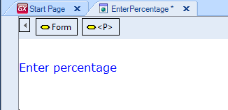 Agora, voltamos ao form e digitamos diretamente dentro dele: Enter percentage.