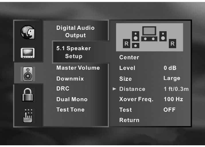 Utilização REPRODUÇÃO DE ÁUDIO COM DISCOS CD, VCD, SACD E DVD CD / SACD 1 Prima a tecla de AUDIO durante a reprodução.