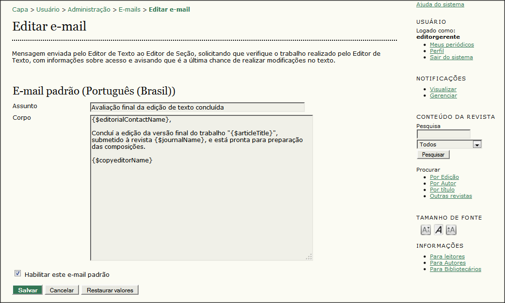 Uma breve apresentação do E-mail é exibida na 1. parte superior.