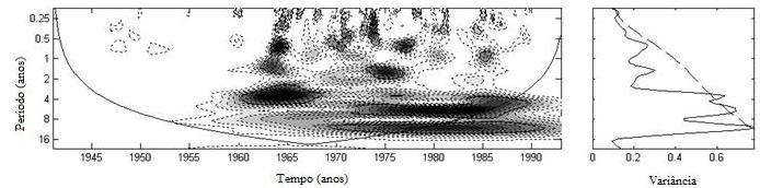 Análise de ondeletas No intuito de detalhar as escalas temporais dominantes ao longo da série, visualizam-se as análises de ondeletas.