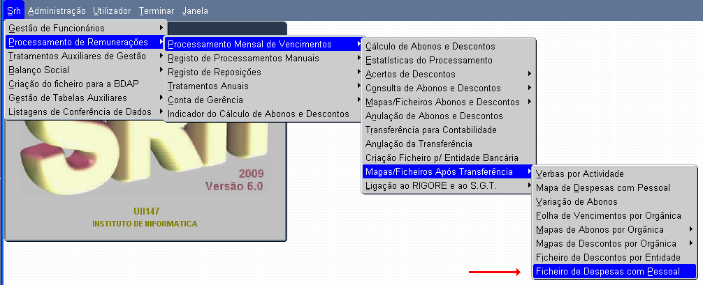 1. Objectivo Possibilitar através do SRH a criação de ficheiros de despesas com pessoal em formato CSV para envio para o SIGO (Sistema de Informação de Gestão Orçamental).