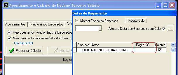 b) Para o processamento da "Parcela Final do 13o.Salário" ATENÇÃO!! Algumas versões do sistema PEGASUS poderão apresentar codificações diferentes para o evento 13º.