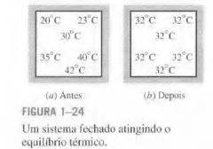 1.6 - ESTADO E PROPRIEDADE DE UMA SUBSTÂNCIA Exemplos: Equilíbrio térmico a temperatura é a mesma em todo o sistema. Nesse caso, a temperatura é uma propriedade do sistema.