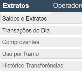 Saldo e Extratos A seleção do período pode ser realizada por um