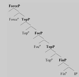 3. Alternância na ordem dos complementos: a representação sintática do Tópico e do Foco Por ser o elemento representativo do tópico discursivo, em geral, associado a uma posição de deslocamento à